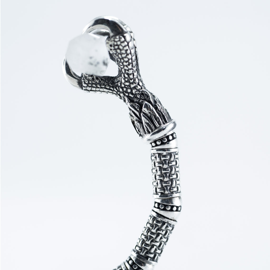 Hand-carved eagle head on the silver cuff