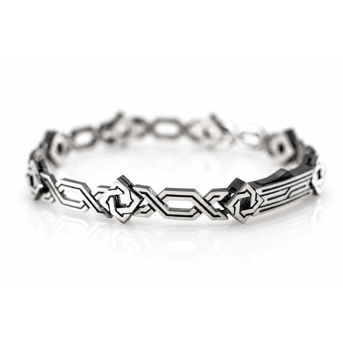 Armenian ornament link bracelet on a white background